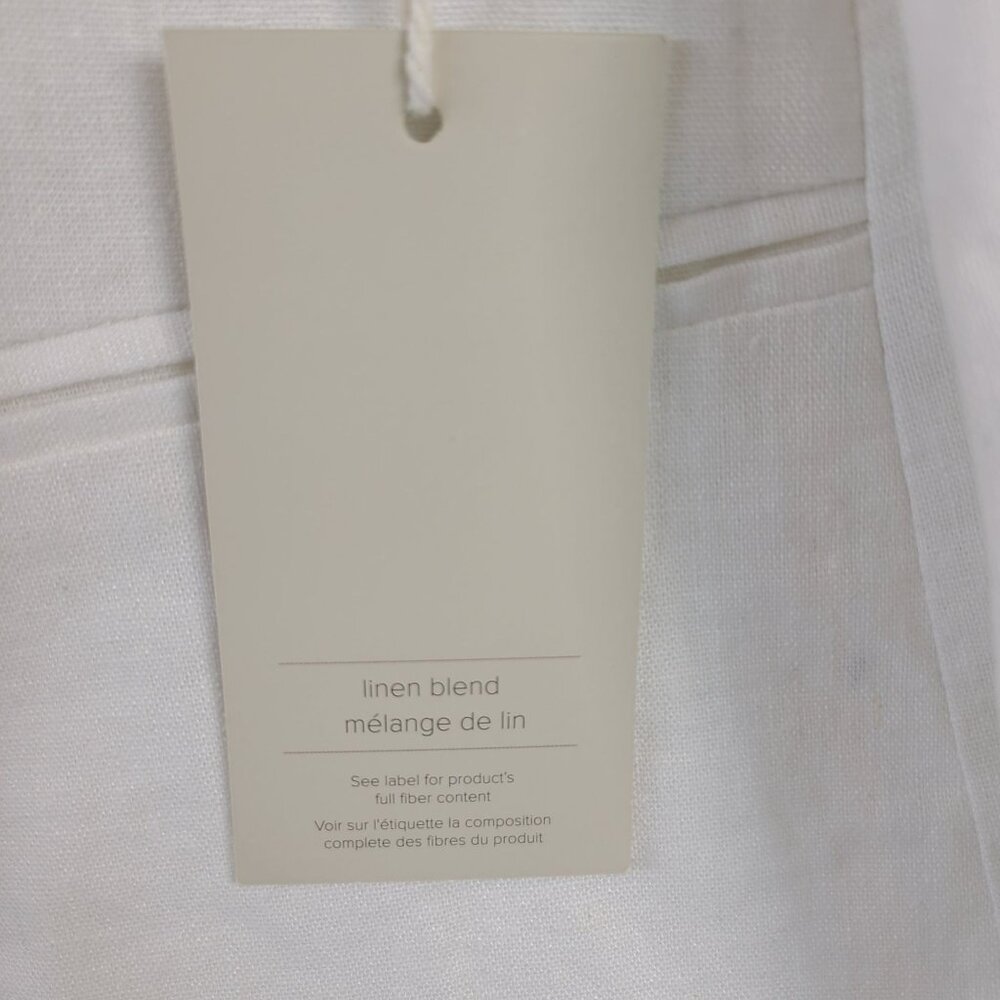 New Joie White Linen Blend Scalloped Blazer Floral Embroidery Open Front SZ M - Picture 4 of 10